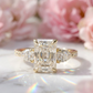 2.45 Ct Radiant Lab Grown Diamond Three Stone Engagement Ring