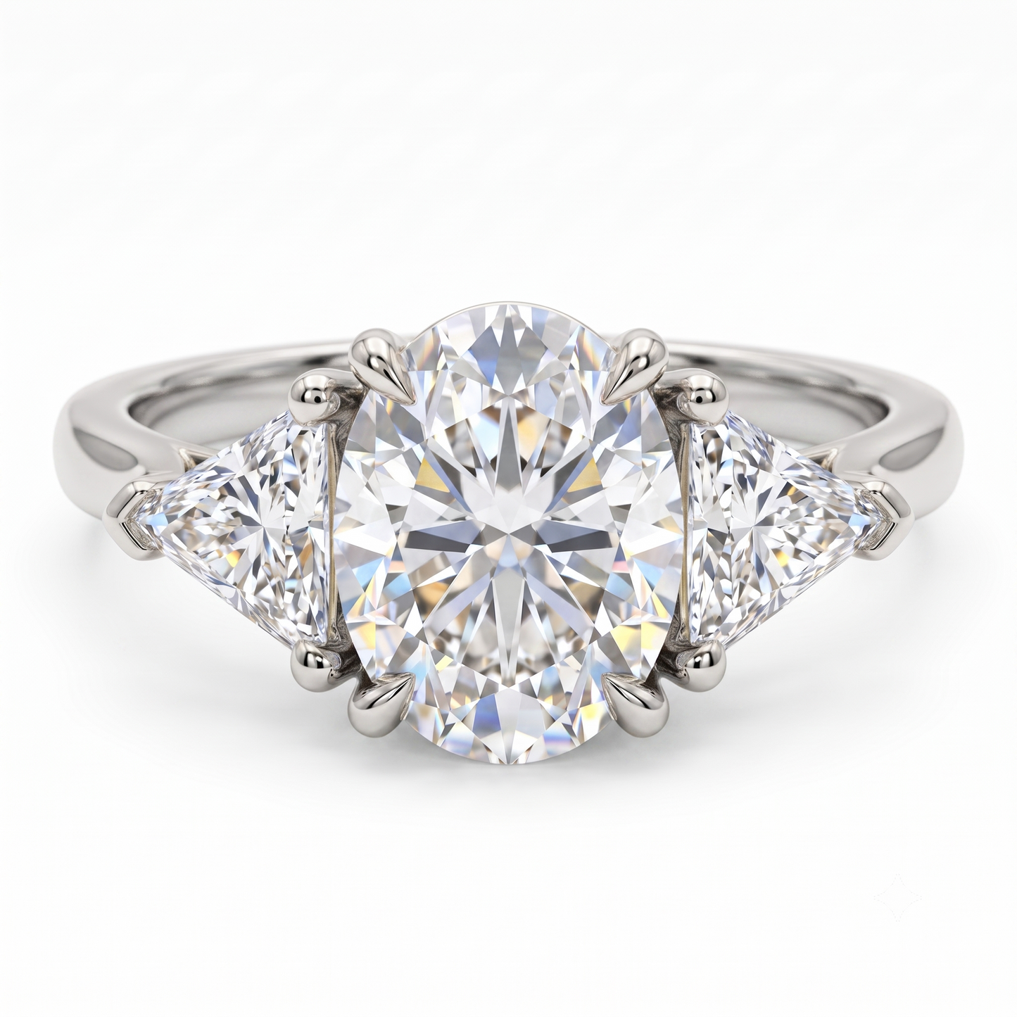 3.00ct Oval Cut Lab Grown Diamond Engagement Ring, 14K Gold Three Stone Ring