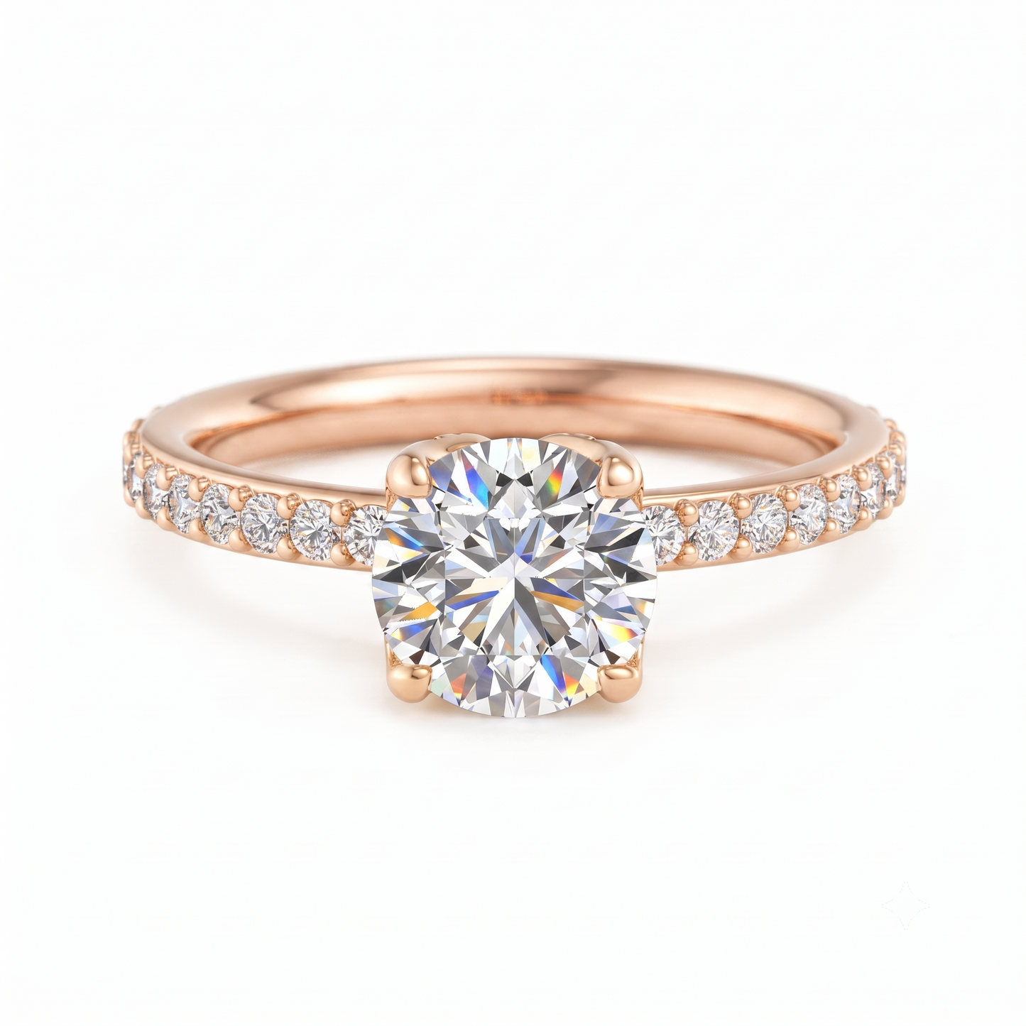 1.50CT Round Cut Lab Grown Diamond Solitaire With Accent Engagement Ring