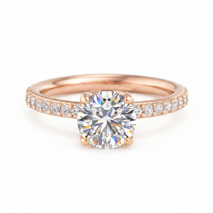 1.50CT Round Cut Lab Grown Diamond Solitaire With Accent Engagement Ring