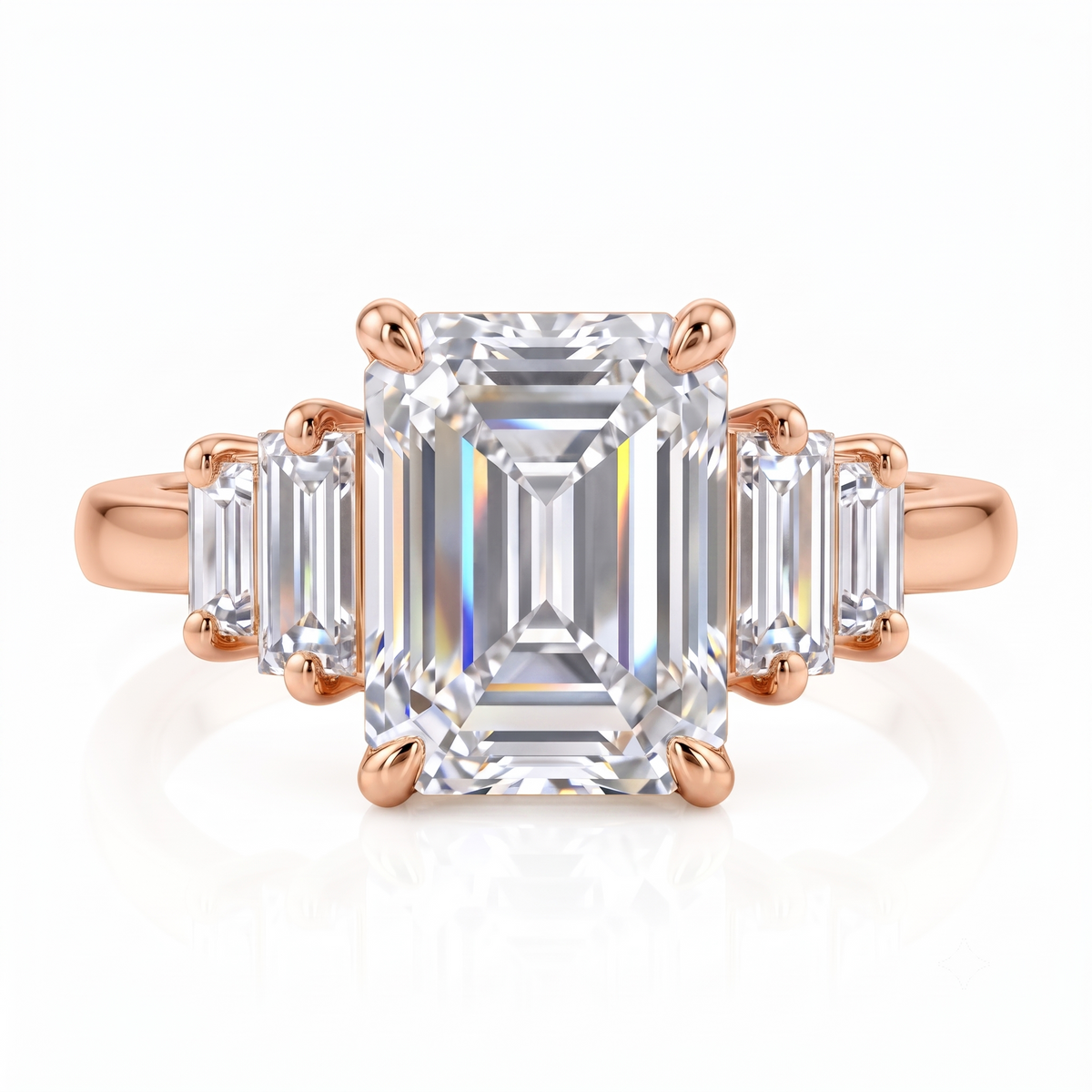 1.00 ctw 14k Gold Emerald Cut Lab-Grown Diamond Three Stone Engagement Ring