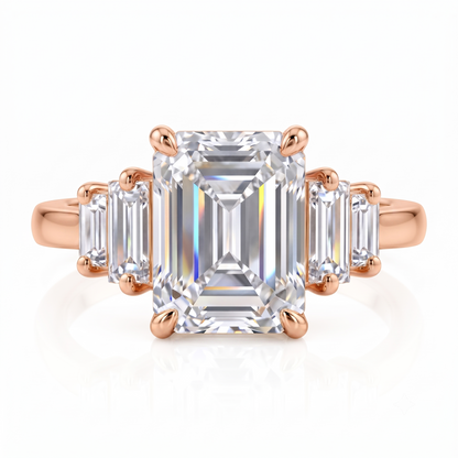1.00 ctw 14k Gold Emerald Cut Lab-Grown Diamond Three Stone Engagement Ring