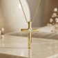 0.100 Ct Moissanite Cross Necklace – 14K Gold Christian Pendant