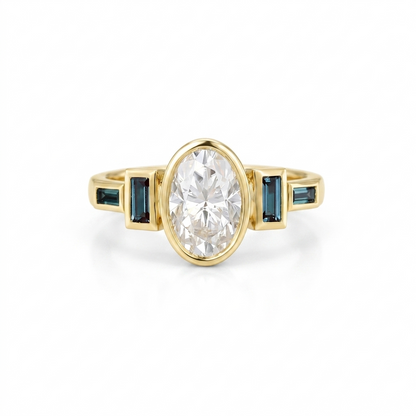 1.75 ct Oval Lab Grown Diamond Engagement Ring • Vintage Rose Gold Bezel Set Ring