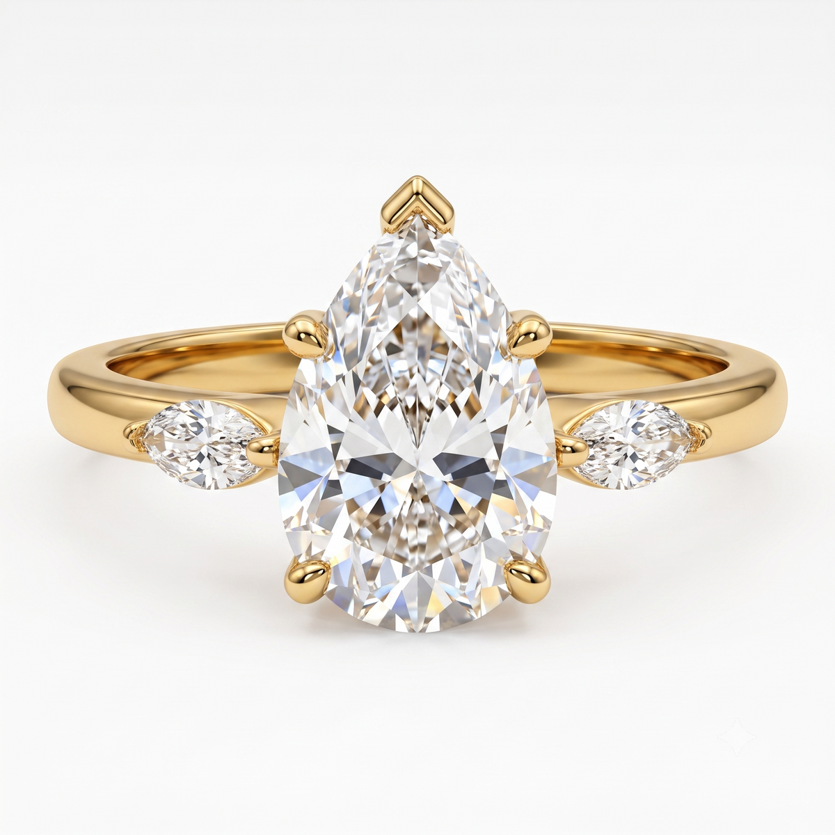 pear cut three stone engagement ring