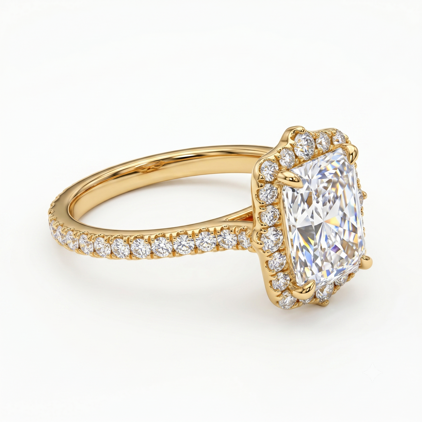 1.600 CT Radiant Cut Lab Grown Diamond Halo Engagement Ring