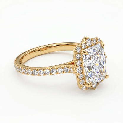 1.600 CT Radiant Cut Lab Grown Diamond Halo Engagement Ring