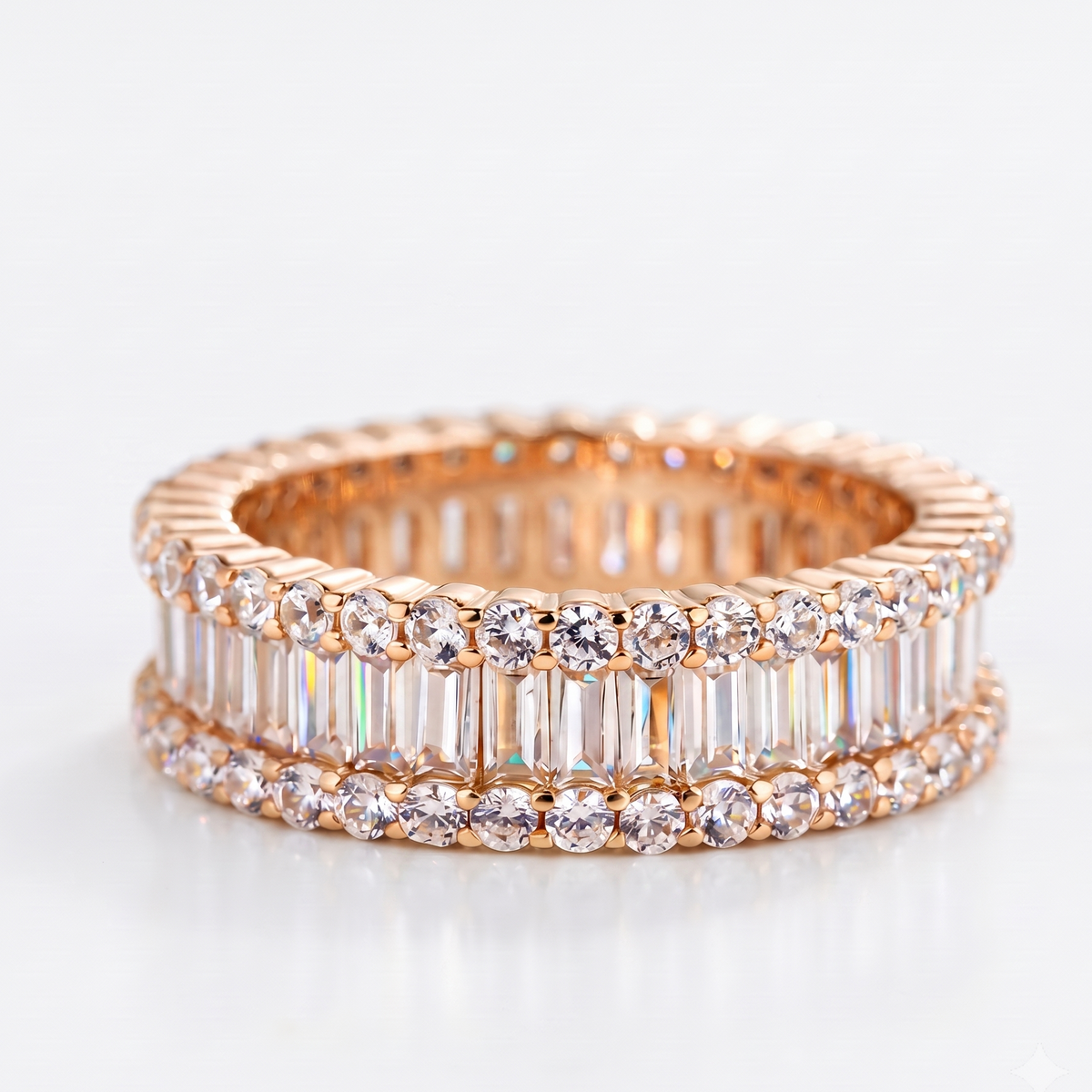 vintage Baguette cut Lab-Grown wedding band