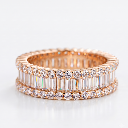 vintage Baguette cut Lab-Grown wedding band
