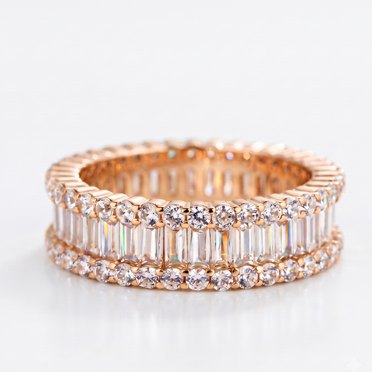 vintage Baguette cut Lab-Grown wedding band