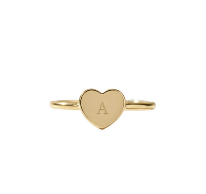 Custom Heart Ring – 14K Solid Gold Initial Band