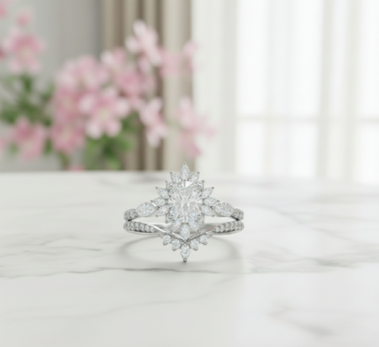 2.50 Ct Oval Moissanite Engagement & Bridal Ring Set