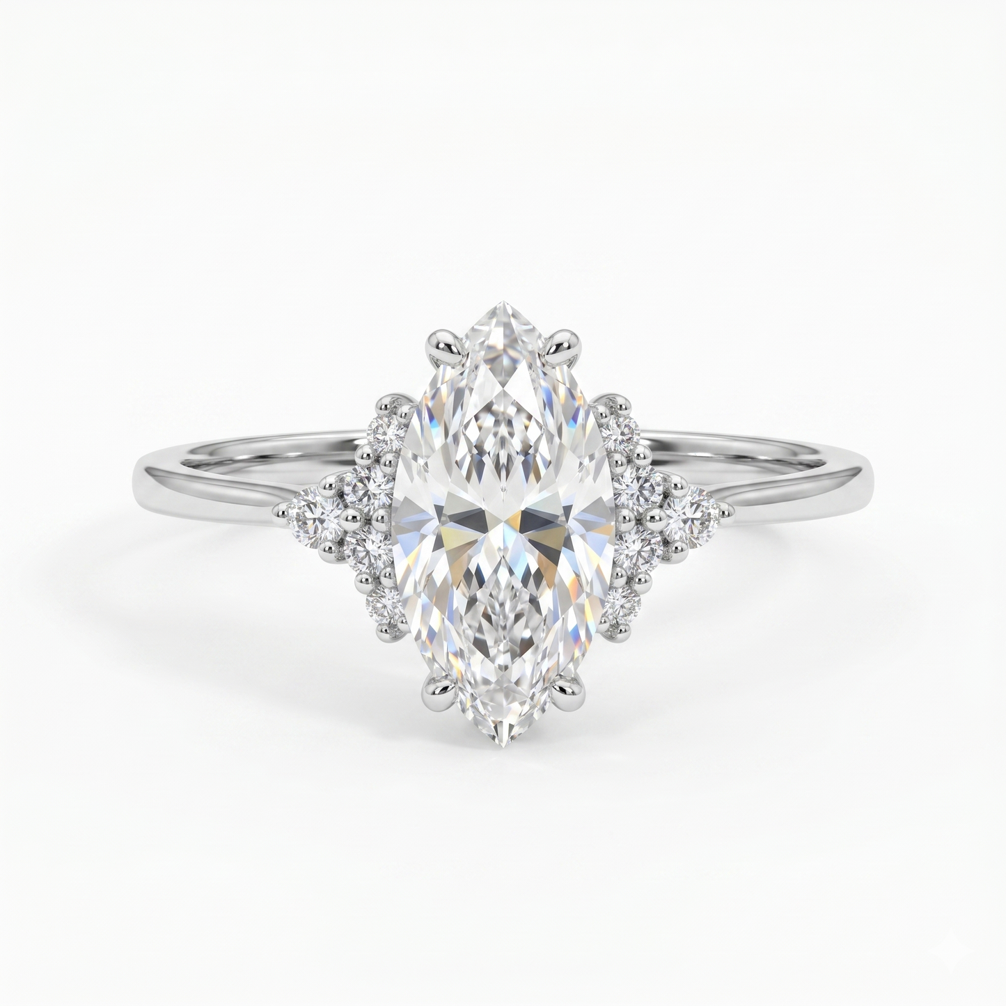 1.100 Ct Marquise Lab Diamond Ring – Vintage Art Deco Design