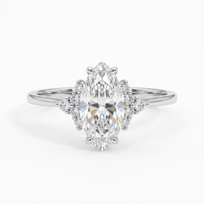 1.100 Ct Marquise Lab Diamond Ring – Vintage Art Deco Design