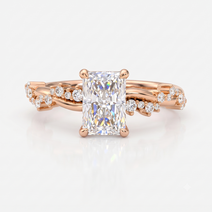 1.5 CT Radiant Cut Lab Grown Diamond Twig Engagement Ring
