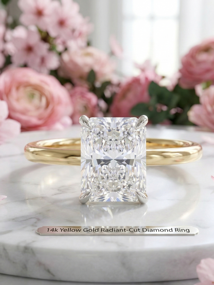 solitaire radiant cut engagement rings​

