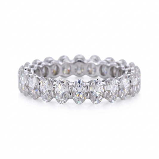 6.00Ctw Oval Cut Lab-Grown Full Eternity Band Ring In solid 14K White Gold