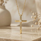 0.100 Ct Moissanite Cross Necklace – Solid Gold Pendant