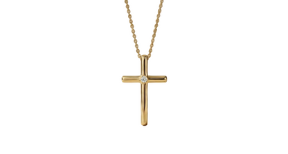 0.100 Ct Lab-Grown Cross Necklace – Solid Gold Pendant