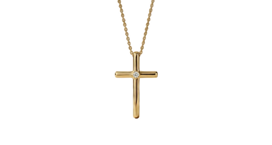 0.100 Ct Lab-Grown Cross Necklace – Solid Gold Pendant