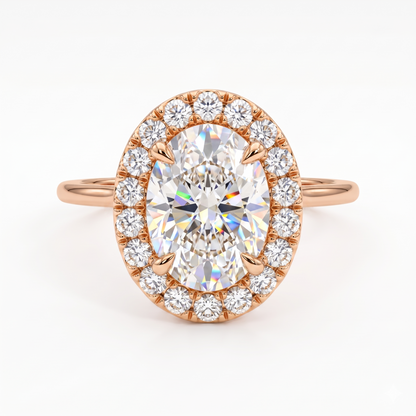 1.0ct Oval Cut Halo Lab-Grown Engagement Ring