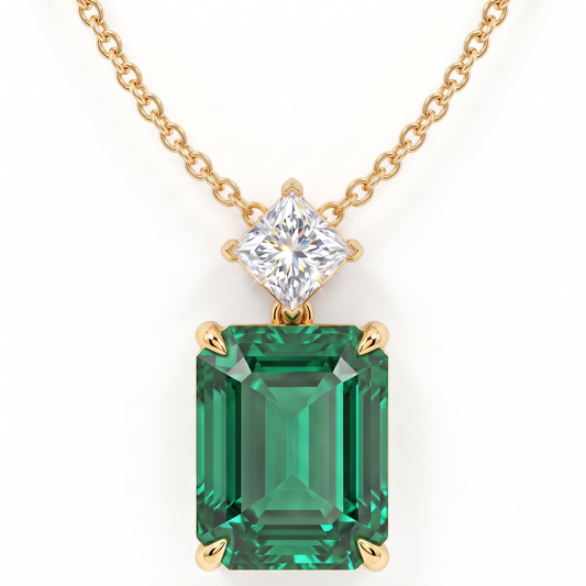 emerald cut green gemstone necklace