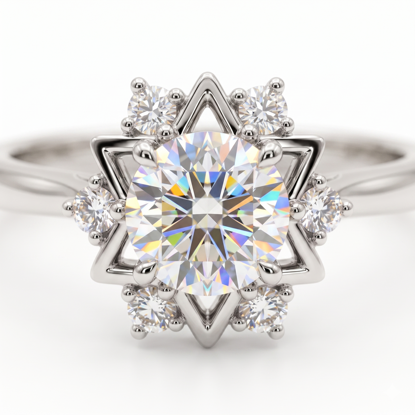 1.30ct  Round Cut Celestial Lab Grown Diamond Engagement Ring