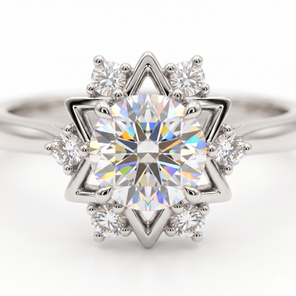 1.30ct  Round Cut Celestial Lab Grown Diamond Engagement Ring
