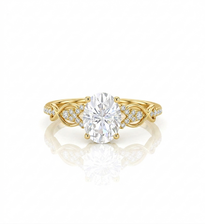 1.25 ct Oval Lab Grown Engagement Ring • Vintage Rose Gold Twist Wedding Ring
