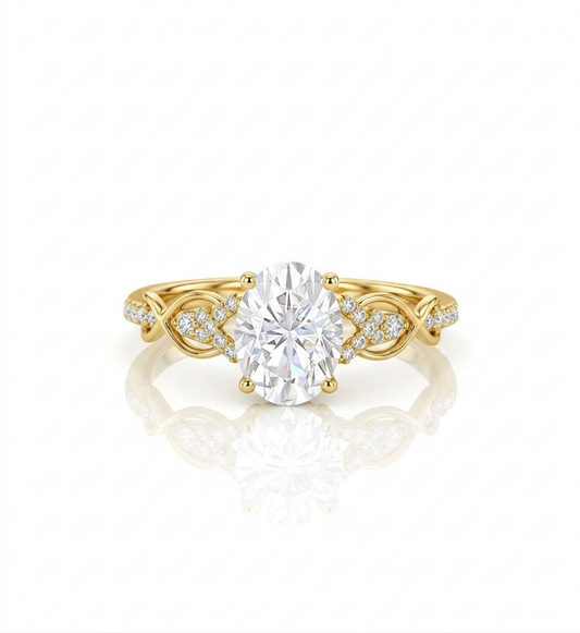 1.25 ct Oval Lab Grown Engagement Ring • Vintage Rose Gold Twist Wedding Ring