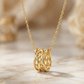 14K Solid Gold Chain Necklace with Intertwined Loop Pendant