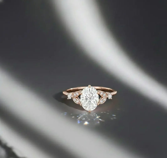 1.320 Ct Oval Lab Diamond Ring – Vintage Art-Deco Engagement Piece