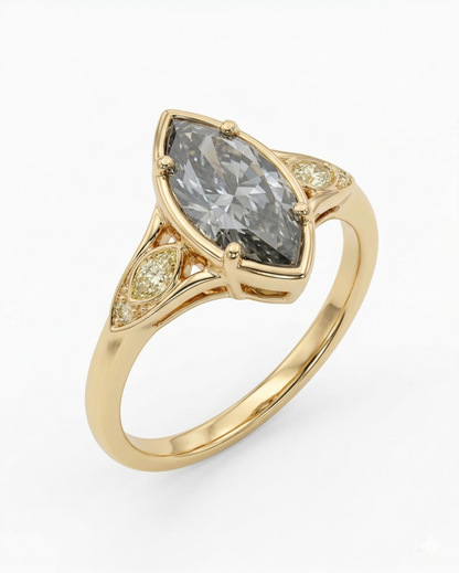 Vintage 1.5CT Marquise Cut Moissanite Engagement Ring
