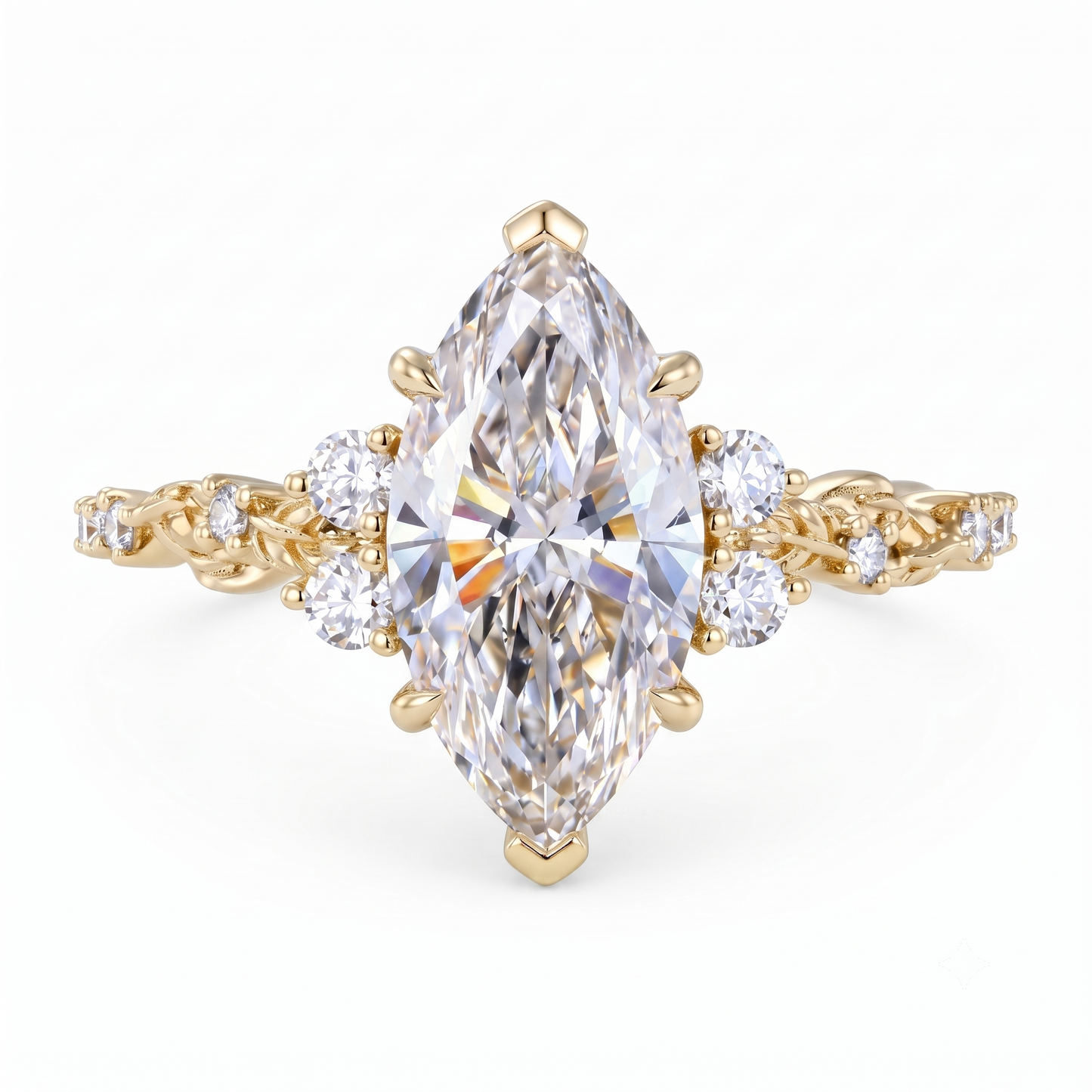 1.670ct Marquise Cut Lab Grown Diamond Floral Engagement Ring