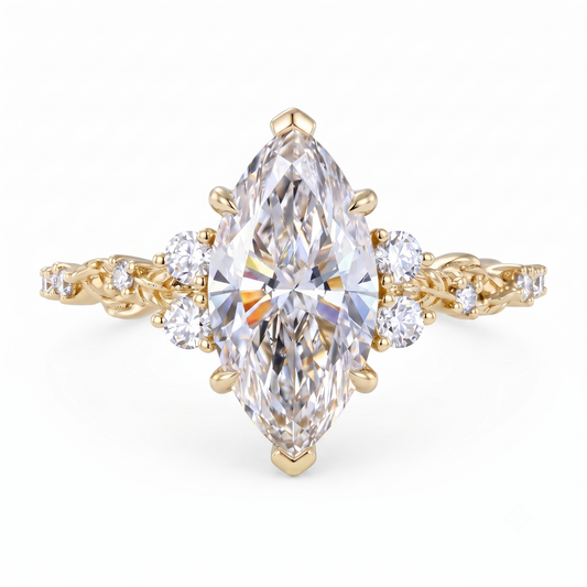 1.670ct Marquise Cut Lab Grown Diamond Floral Engagement Ring