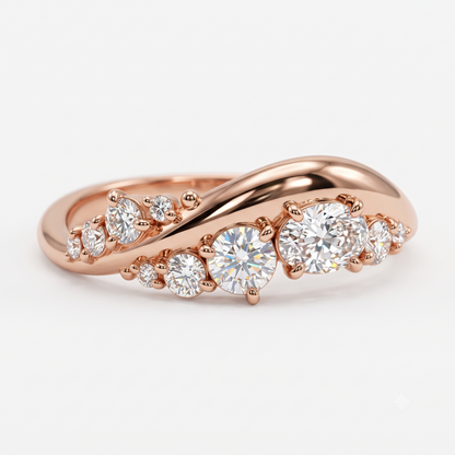 0.500 ct Oval & Round Cut Lab Grown Diamond Curved Wedding Band