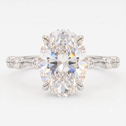 1.00ct Oval Cut Lab Grown Diamond Pavé Engagement Ring