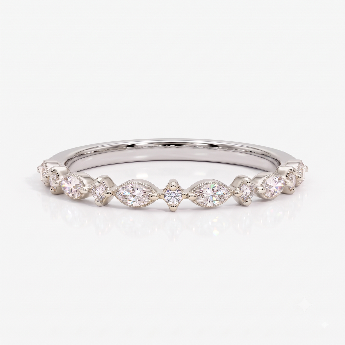 0.200 ct Marquise & Round Cut Lab Grown Diamond Eternity Band Ring