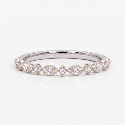 0.200 ct Marquise & Round Cut Lab Grown Diamond Eternity Band Ring