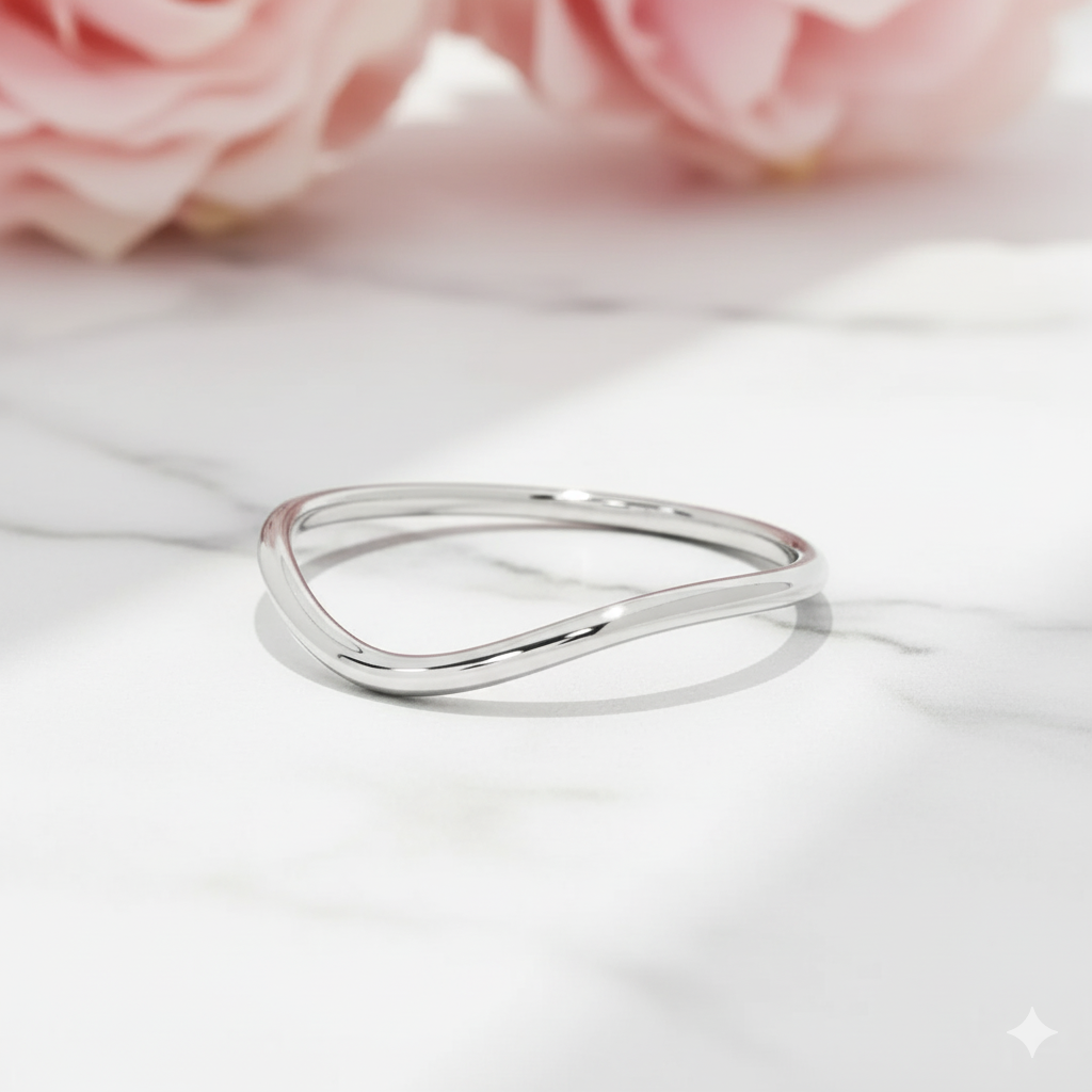 14K Yellow Gold V-Shaped Ring Minimalist Chevron Band