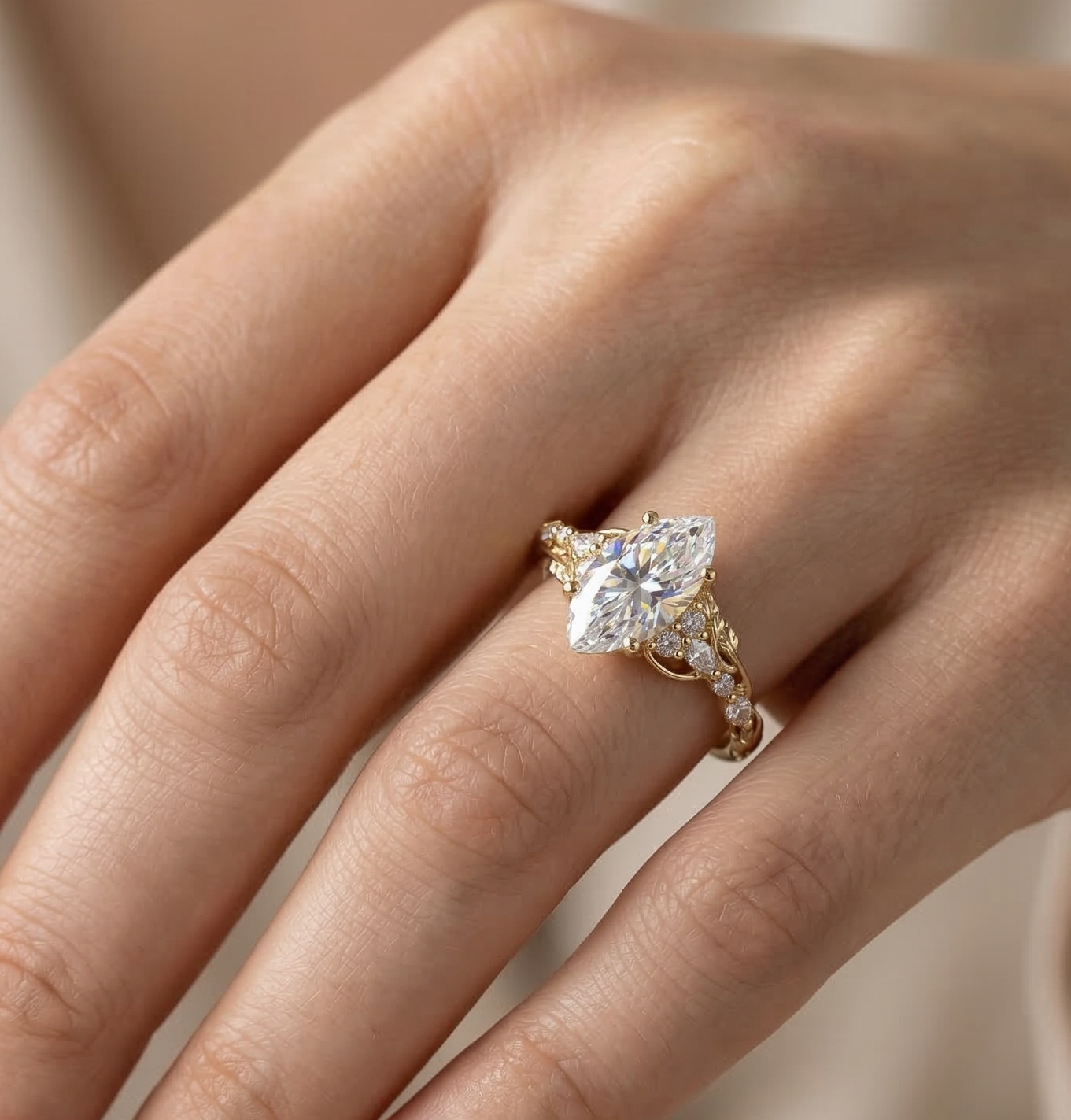 lab grown marquise diamond ring​

