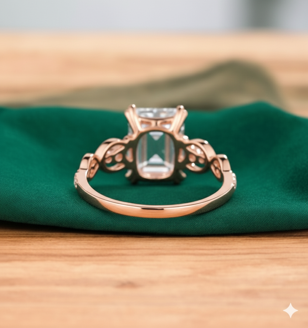 1.6CT Emerald Cut Lab Grown Diamond Engagement Ring