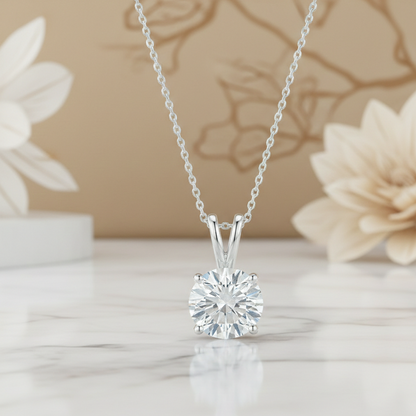 0.13 CT round cut diamond necklace – simple & timeless