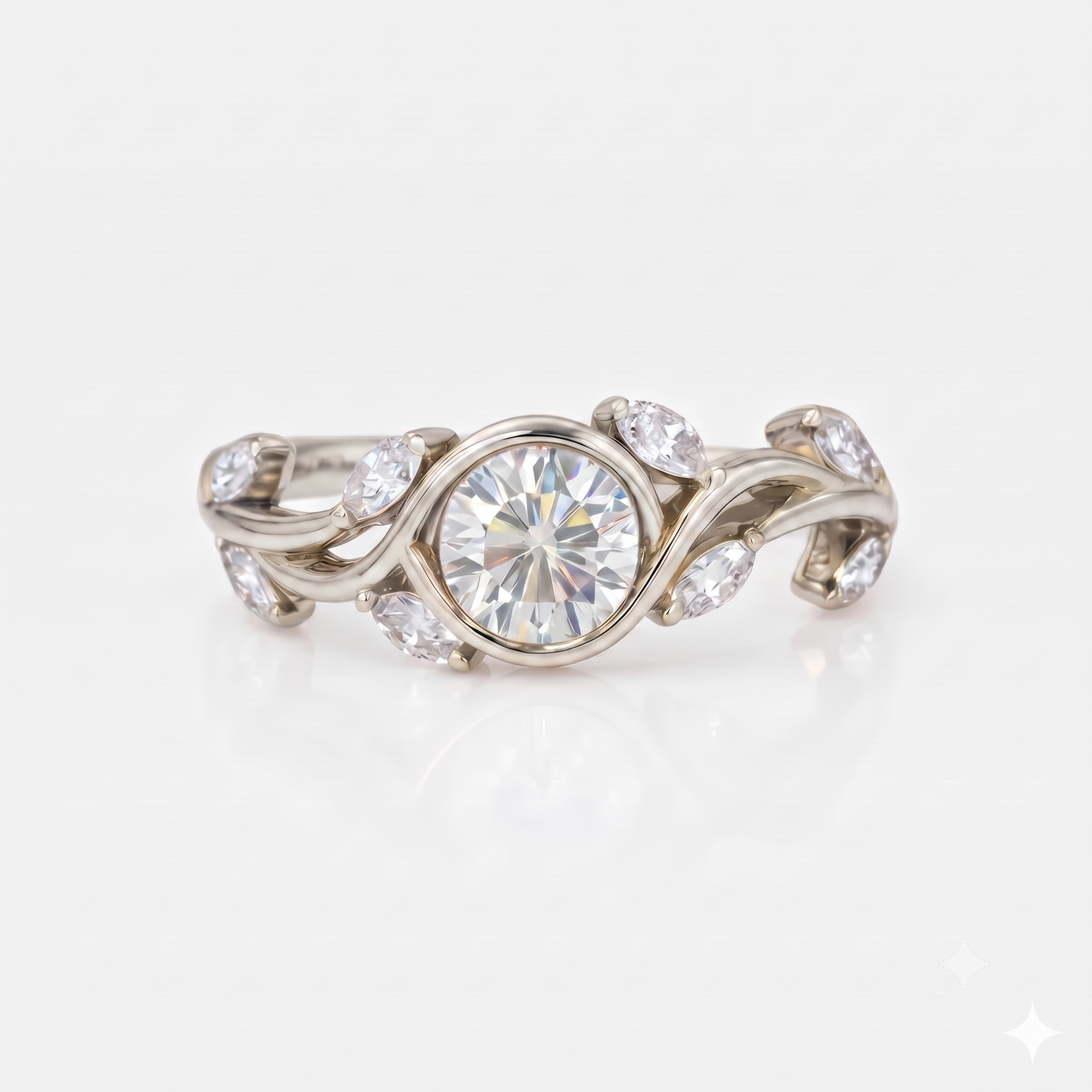 0.50 ct Round Lab-Grown Diamond Vintage Leaf Ring