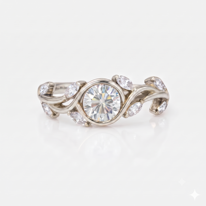 0.50 ct Round Lab-Grown Diamond Vintage Leaf Ring