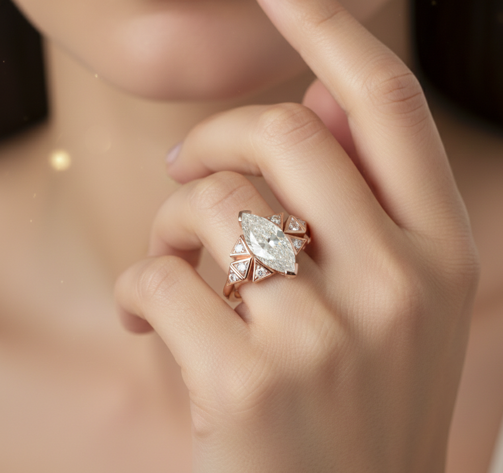 3.930ct Marquise Cut Lab-Grown Diamond Engagement Ring