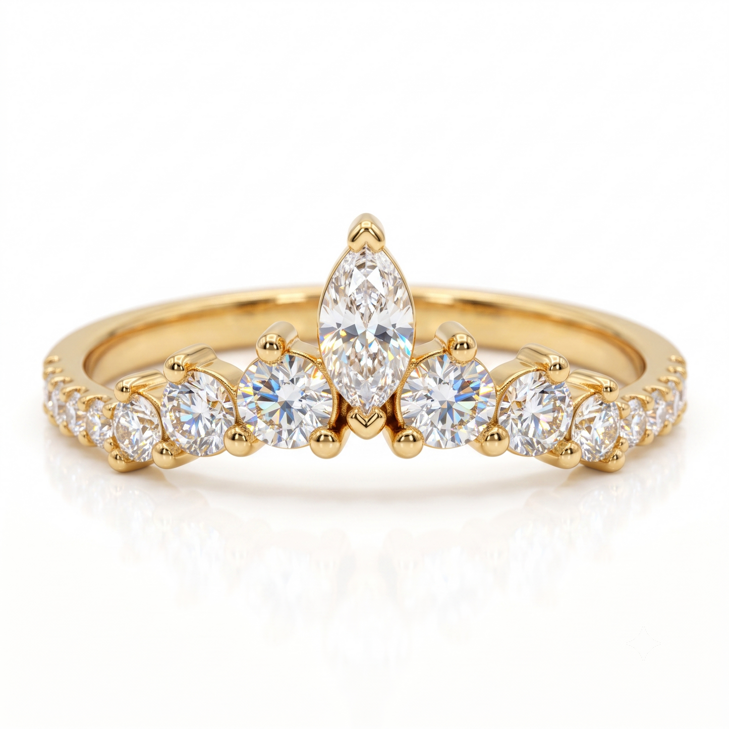 0.20 ct Marquise Lab Grown Diamond Curved Wedding Band