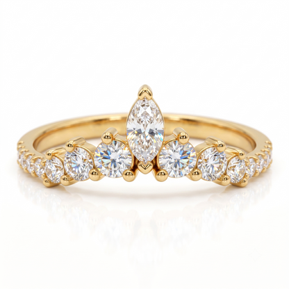 0.20 ct Marquise Lab Grown Diamond Curved Wedding Band