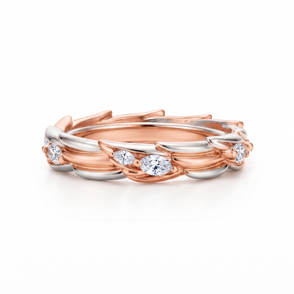 0.750 ct  Marquise Cut Lab Grown Diamond Unique Wedding Band