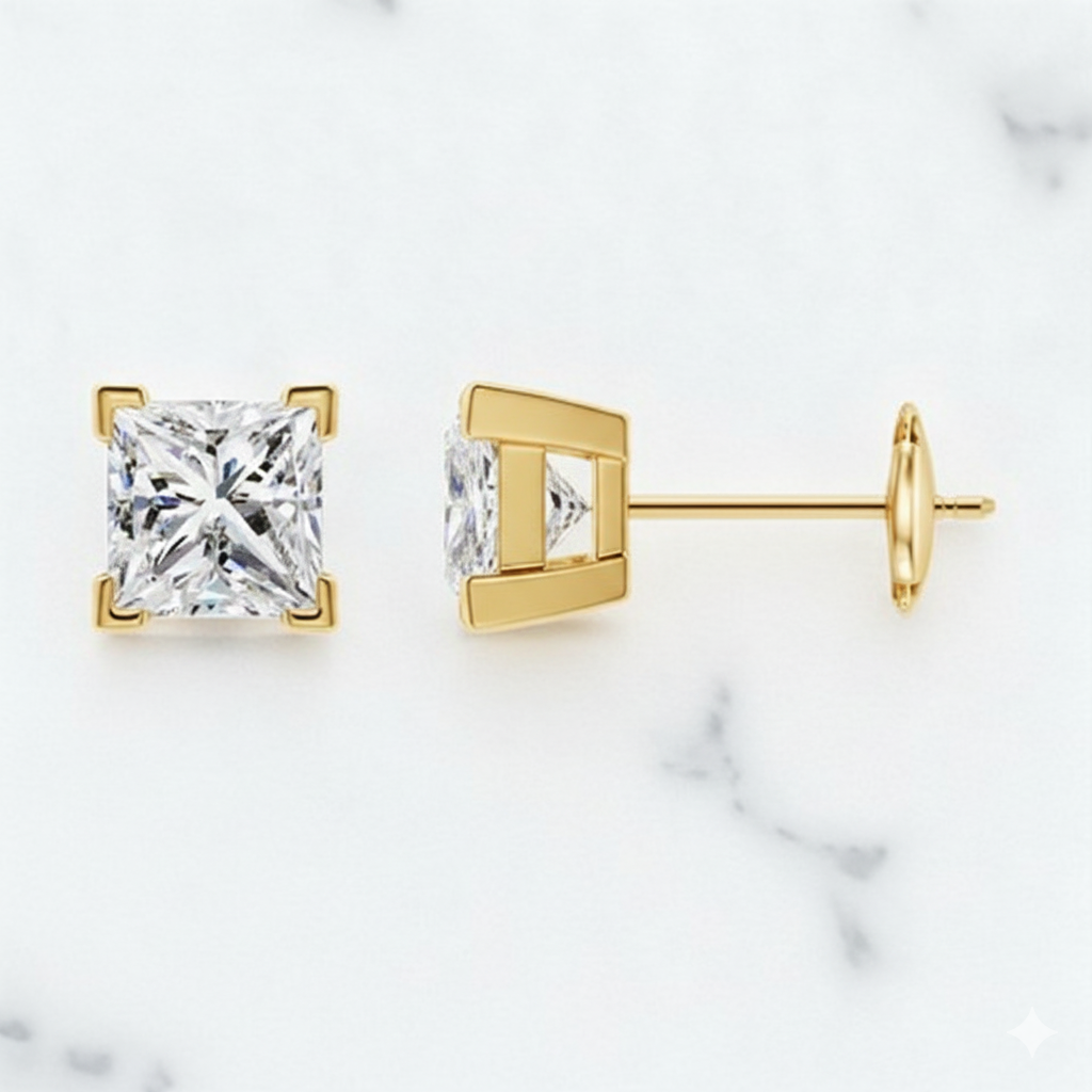 2.00ct Princess Cut Lab Grown Diamond Stud Earrings